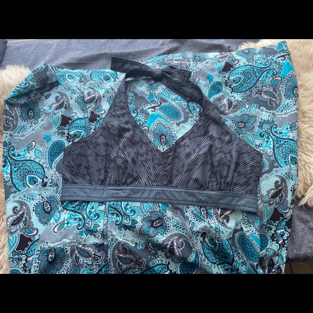 Athleta Pack Anywhere Halter Dress Paisley Blue